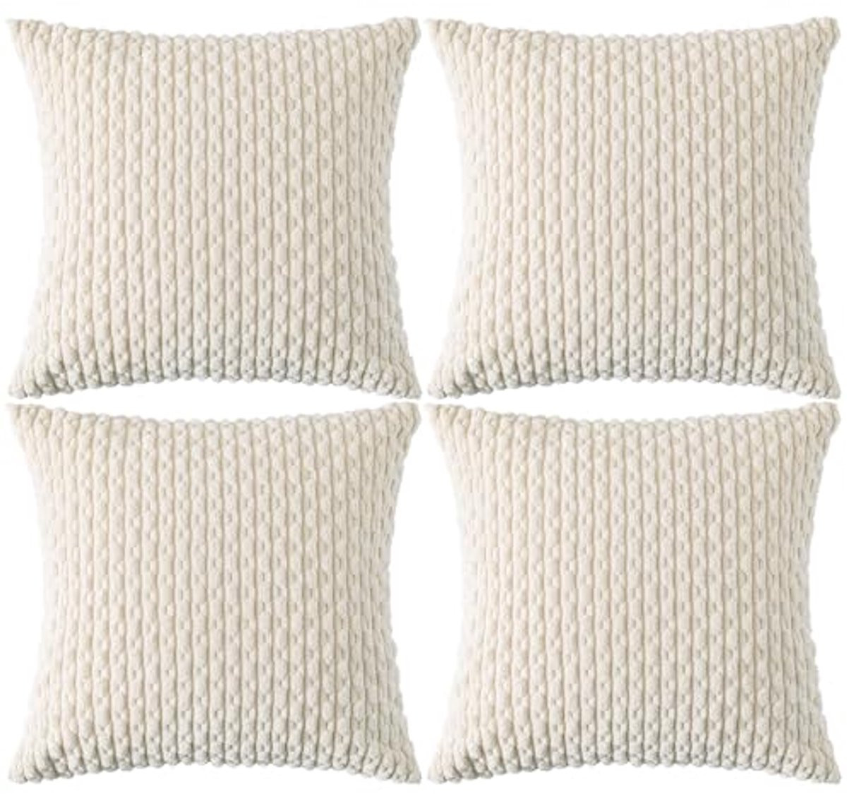 Ci & Ci Set van 4 boho decoratieve kussenslopen, crèmewit, 40 x 40 cm