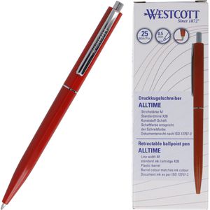 Westcott Kugelschreiber ALLTIME, E-737449 00, Gehäuse rot, Schreibfarbe rot, 25 Stück
