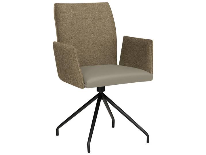 Moderano Armlehnstuhl, Grau, Graubraun, Metall, Rundrohr, 60x91x60 cm, Stoffauswahl, Typenauswahl, Esszimmer, Stühle, Esszimmerstühle, Armlehnenstühle
