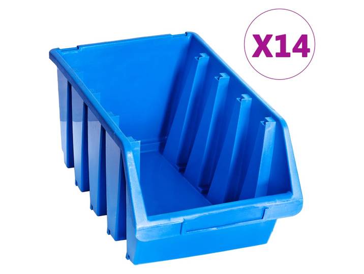 vidaXL Stapelboxen 14 Stk. Blau Kunststoff