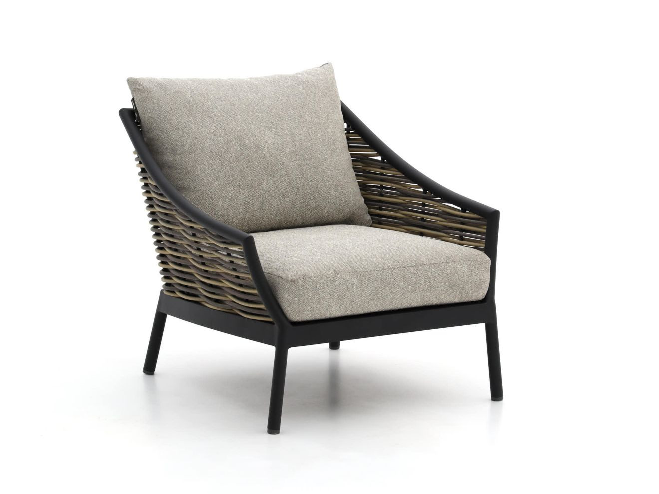 Apple Bee Milou Lounge tuinstoel in zwart en grijs met aluminium en textiel