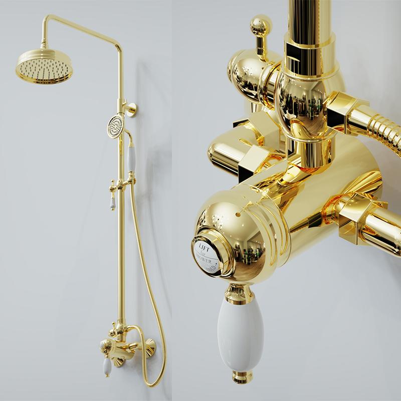 Duscharmatur im Retro-Stil, Marke STADFORD, Farbe Gold, Hersteller Lauferi