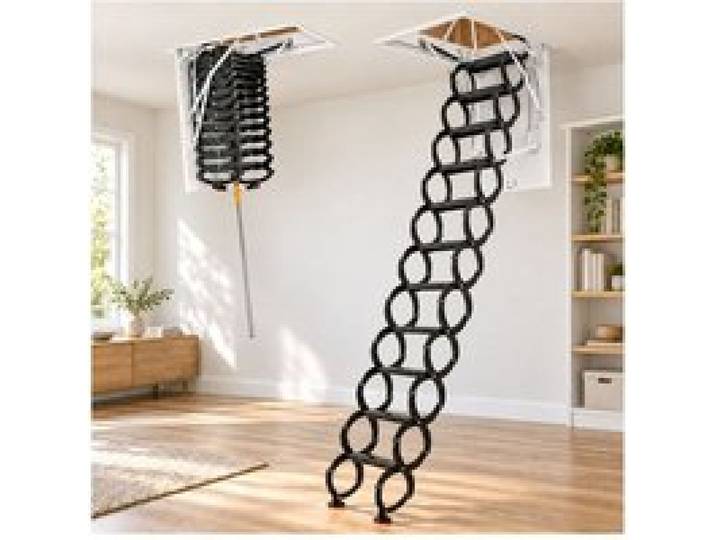 VEVOR Échelle de Grenier, Charge 299,4 kg, Escalier de Grenier Escamotable, Hauteur Installation 2,6-2,85 m, Ouverture 1000,76x698,5 mm, Tige de Traction, Échelle Rétractable Acier pour Accès Greniers