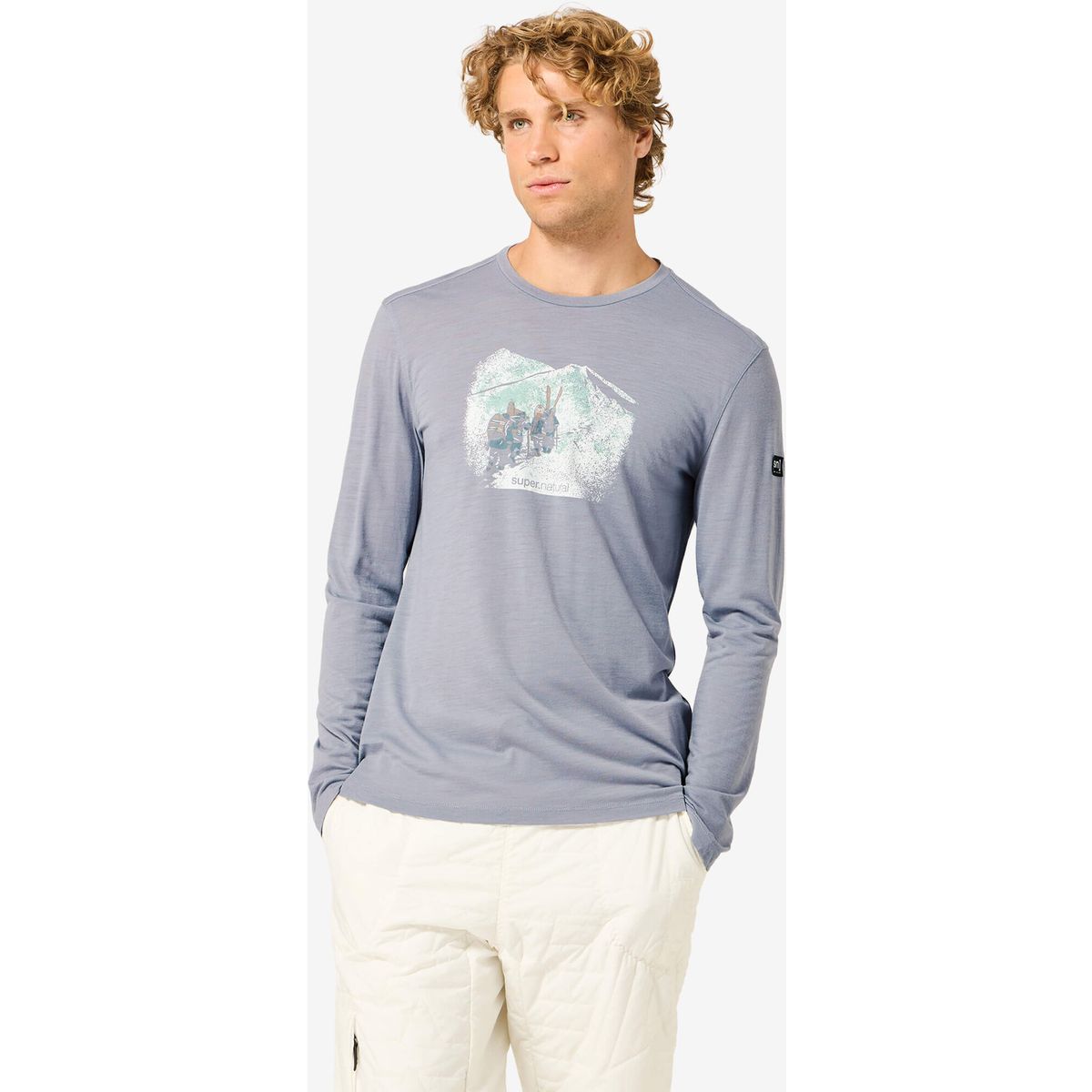 Super.Natural M Snow Tour LS foggy blue/various (19J) XXL SNMP0210819JXXL