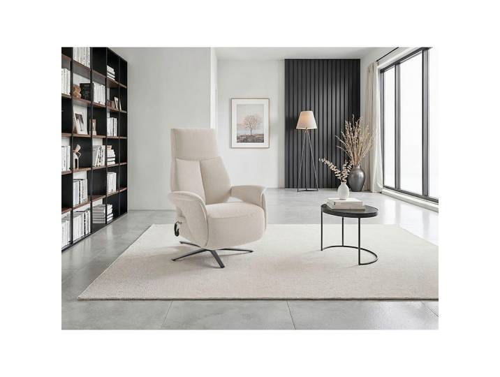 Sit & More Relaxsessel TV Lazy E S1, Creme, Metall, 75x113x85 cm, Liegefunktion, Herz-Waage-Funktion, Sitzfläche 360° drehbar, gepolsterte Armlehnen, Wohnzimmer, Sessel, Relaxsessel