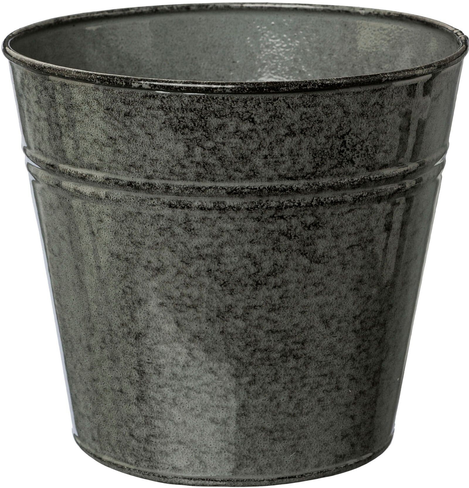 Übertopf CREATIV HOME "Übertopf", grau (dunkelgrau), H:12cm Ø:14cm, Metall, Pflanzgefäße, Übertopf, im modernen Design