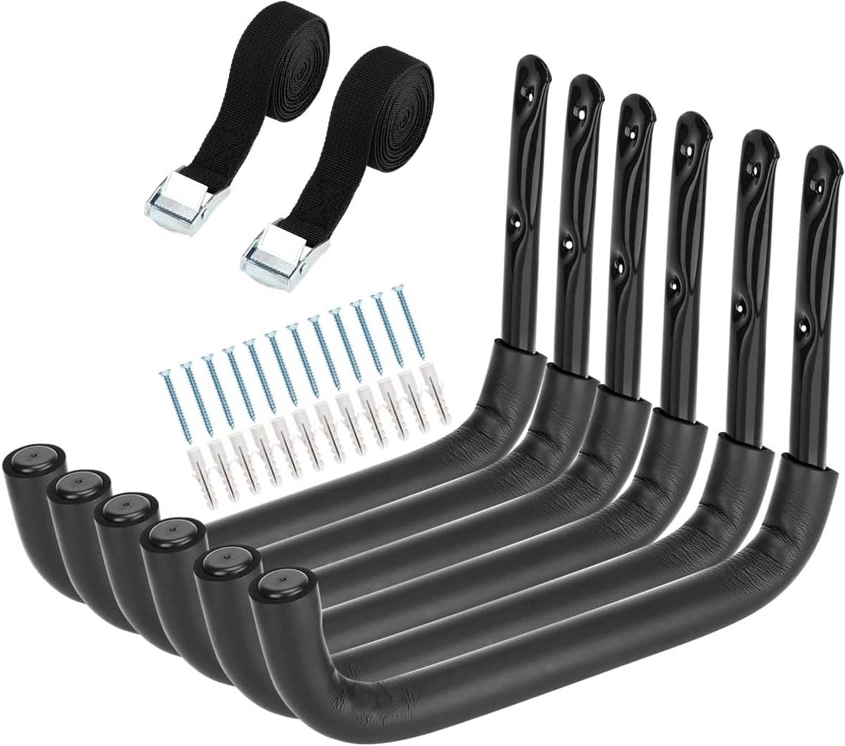 6x Heavy Duty Garage Haken Muurbevestiging - Universele Opslag Hanger voor Gereedschap en Ladder