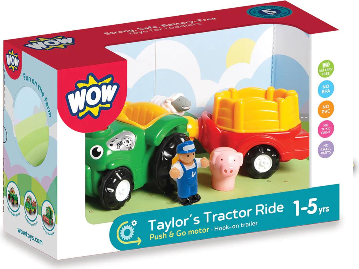 WOW Toys Taylor's Tractor Ride meerkleurig speelgoed tractor