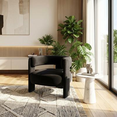 "GDFStudio - 31.50"" Mid Century Modern Velvet Upholstered Accent Armchair with Wooden Legs"