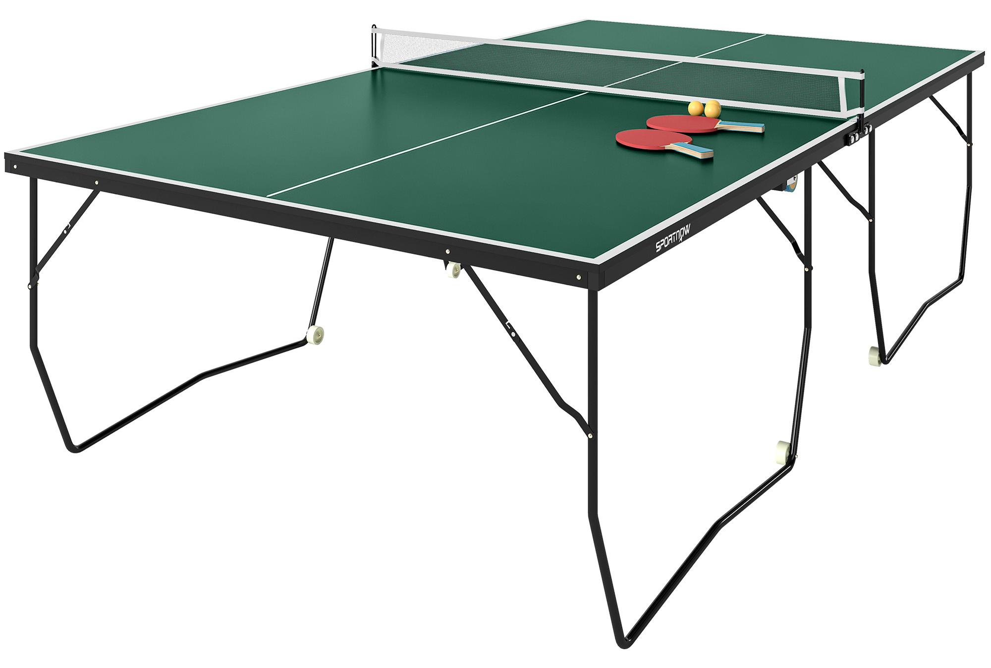 Tischtennisplatte Tischtennis-Set, klappbar, 8 Rollen, inkl. Schläger u. Bälle, 274 cm x 152.5 cm x 76 cm, Grün