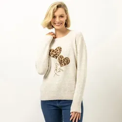 VIA MILANO Pullover Rundhalsausschnitt Herzchen-Details figurumspielend