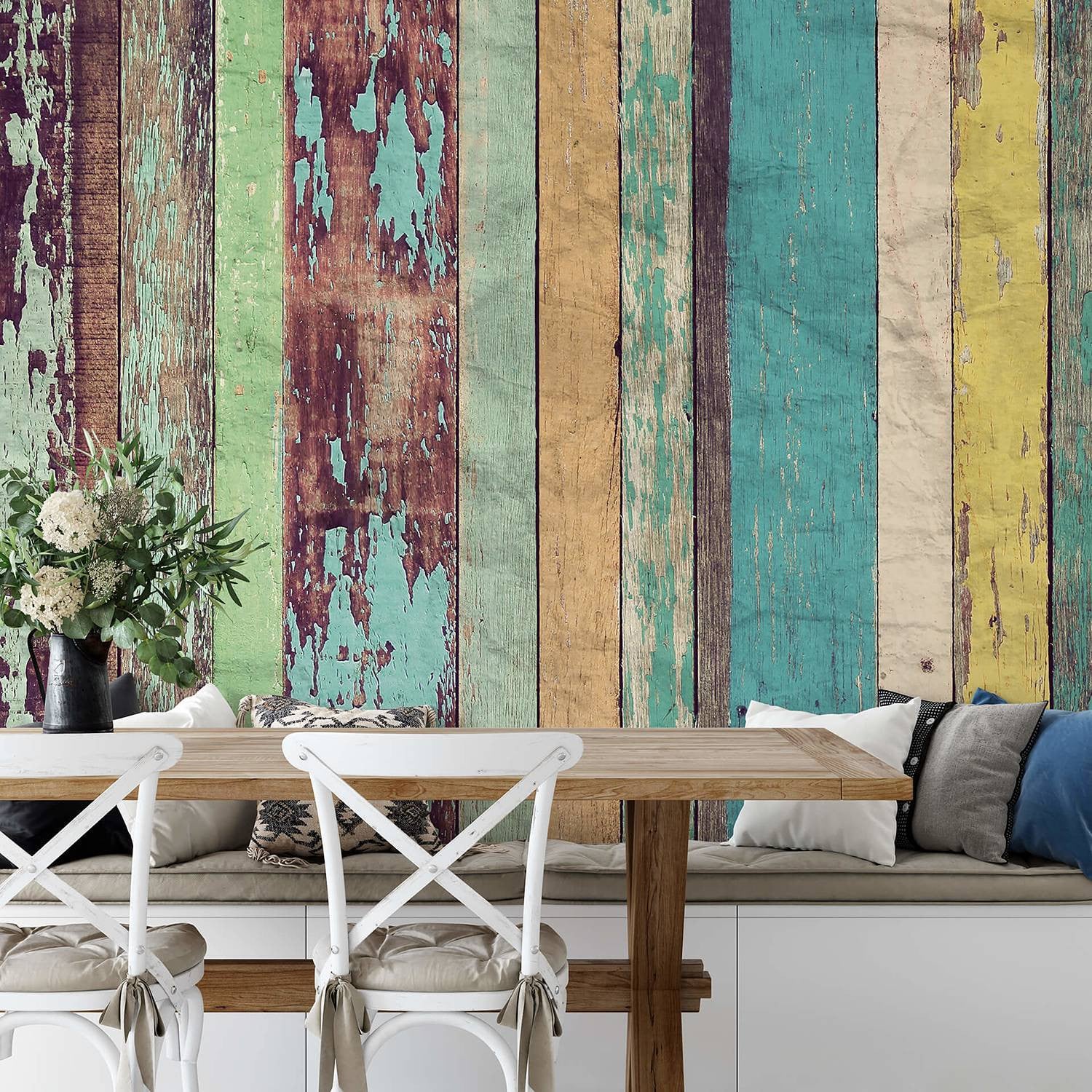 home24 Fotobehang Mural Colored Wall Multicolour Papier