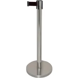 Bolero Absperrpfosten aus Edelstahl mit schwarzem Band 3m