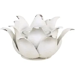Chic Antique Teelichthalter Blume aus Eisen, Ø16 x H9cm, antik creme