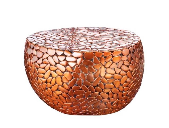 Couchtisch STONE MOSAIC 72cm - kupfer - Metall - handgefertigt Montiert, hochwertig, für Wohnzimmer, eleganter Look, mosaik-Muster, Eyecatcher, Unikat