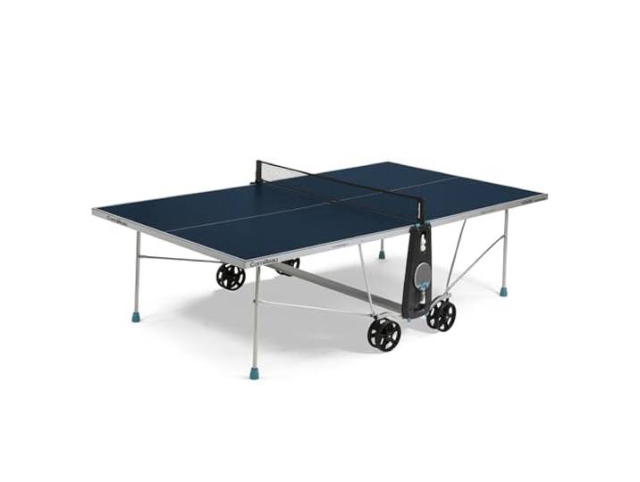 CORNILLEAU 100X Outdoor Tischtennisplatte - Klappbar - Wetterfest - 4 mm Melaminharzplatte -Tischtennistisch für draußen - TÜV geprüft - Blau