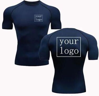 Uplift Picks Custom Logo Compression T Shirt Quick Dry Workout Gym Tee For Men And Women navy Blue m