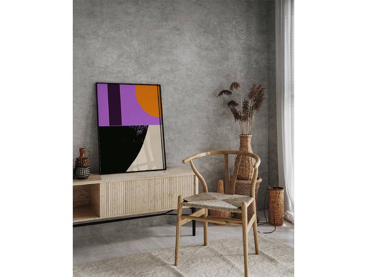 Impression artistique Abstraite Violet Revêtement : verre acrylique Structure : hêtre laqué Multicolore 52 x 62cm