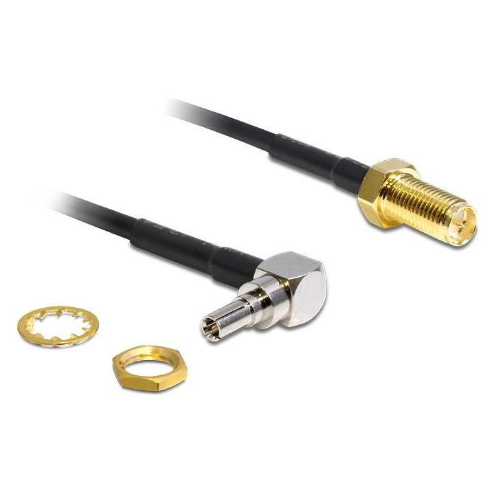 Delock Antennenkabel RP-SMA Buchse zum Einbau > CRC-9 Stecker 90° 200 mm (Antennenkabel) (88465)