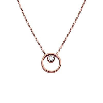 Kette mit Anhänger SKAGEN "Schmuck Geschenk Edelstahl Halskette ELIN", rosa (roségoldfarben, kristallweiß), Halsketten, Damen, Edelstahl, L: 47, Ketten mit Anhänger, mit Zirkonia (synth.)