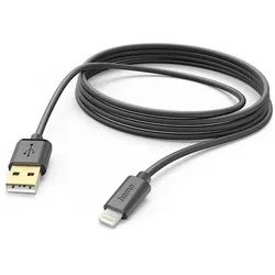 Hama USB-Kabel, USB-A - Lightning, 3 m, Schwarz (3 m, USB 2.0), USB Kabel