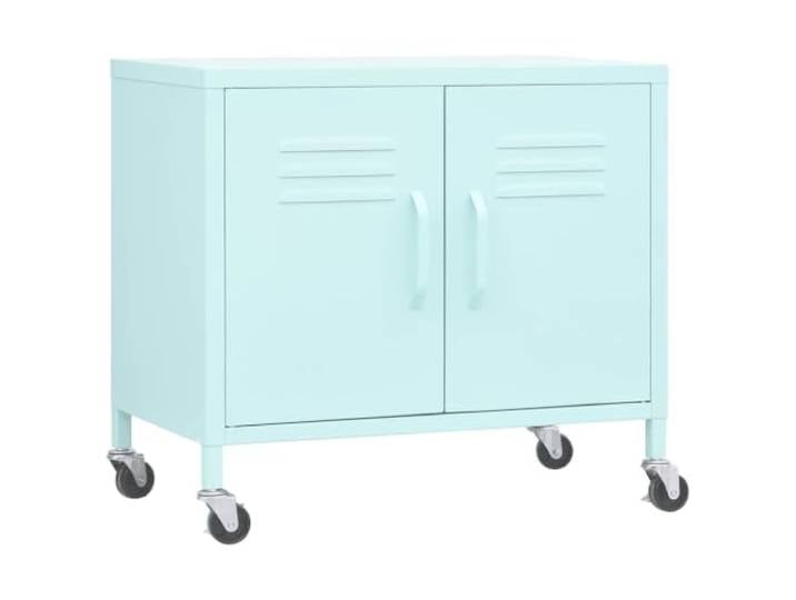 KLGBNCVE Lagerschrank Mintgrün 60x35x56 cm Stahl Stahl,verstellbarer Einlegeboden,vier Rollen,Bremsen vorn,feuchtes Tuch