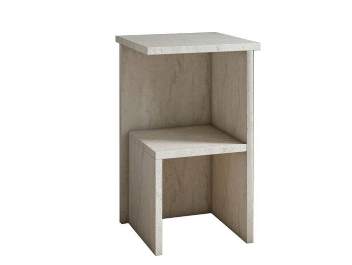 Livetastic Nachttisch, Creme, Marmoroptik, rechteckig, 29.6x50x29.6 cm, Schlafzimmer, Nachttische