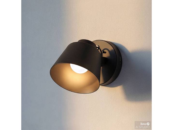 Akku-Wandleuchte SMI 12 x 15 x 16cm Schwarz/Schwarz Eisen, pulverbeschichtet LED LED-Platine