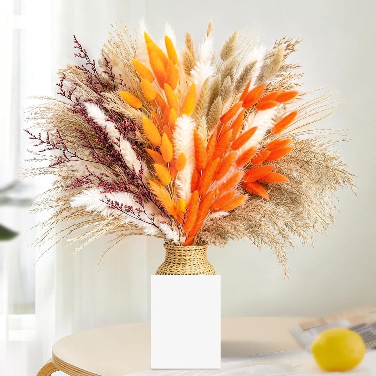 100 stuks Gedroogde Bloemen Decoratie - Natuurlijke Oranje Planten voor Herfstdecoratie