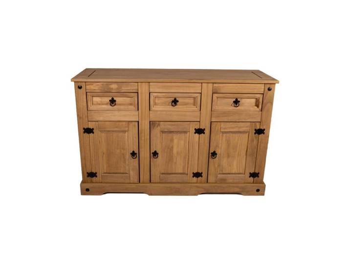 Liadomo Arizona Sideboard aus Kiefernholz im Mexican Style mit 3 Türen und 3 Schubladen Natur, Rustikal