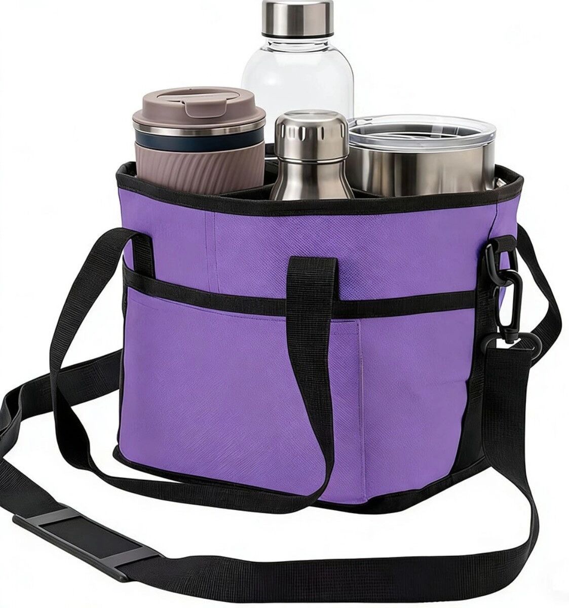 INF Outdoor Camping Becher-Aufbewahrungstasche - Nylon Tragbarer Becherhalter mit Griff für Reise und Camping Violett