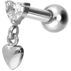 Titan Ohrpiercing mit Innengewinde 2 HERZEN