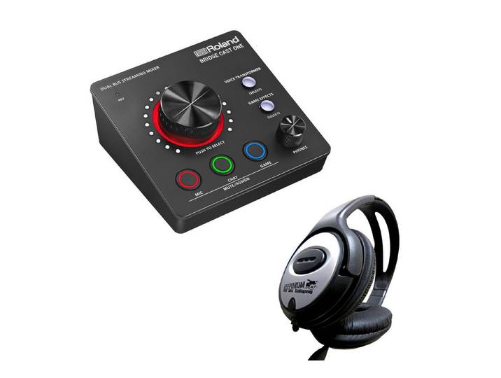 Roland Audio Roland Streaming Mixer Bridge Cast One mit Kopfhörer Digitales Aufnahmegerät