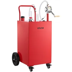 VEVOR 151,4L Kraftstofftrolley Mobile Tankanlage mit Manueller Pumpe Rot, Tragbarer Kraftstoffbehälter Auto Boot ATV Motorrad, Mit 4 Rollen & Ölstandsanzeige, Für Benzin & Diesel, Kohlenstoffstahl