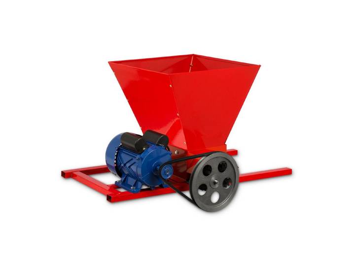 vertes Obstpresse Traubenmühle, Maischemühle mit Trichteröffnung 40x38cm, Elektrisch, Zur Verarbeitung von Weintrauben zum Erhalt Maische 2 Massive Walzen