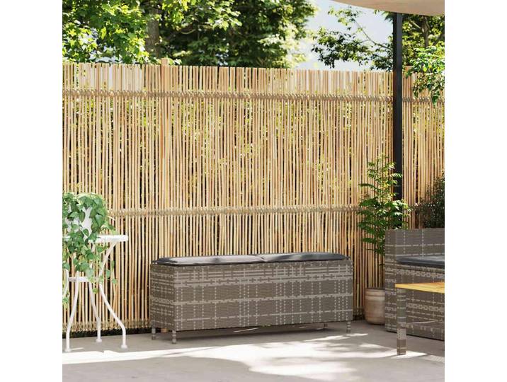 vidaXL Banc de jardin avec coussins Gris 110x30x40\,5 cm Poly rotin