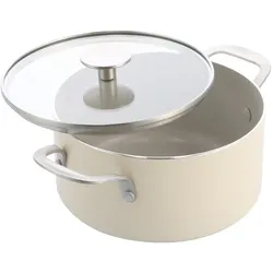 KitchenAid - Coloured Aluminum Casserole with Lid - Almond Cream - 24 cm, Pfanne + Kochtopf, Braun