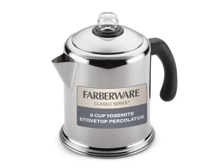 Farberware Classic Yosemite Kaffee-Perkolator aus Edelstahl, 8 Tassen, Silber