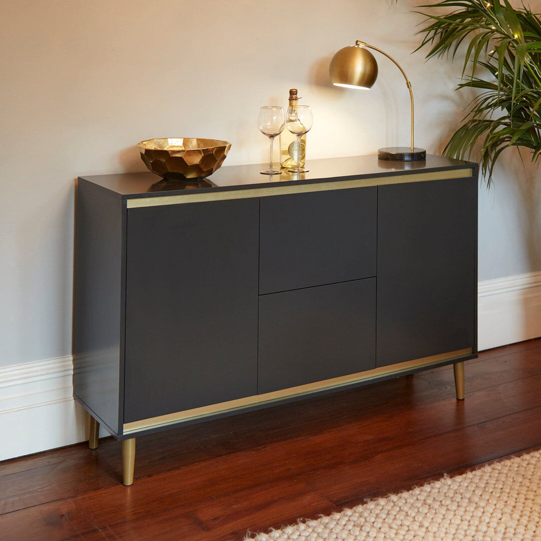 Fairmont Park Bellandra ILIANA 135cm Sideboard Charcoal Grey 85.5cm H X 135cm W X 40cm D