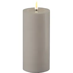 Deluxe Homeart LED Real Flame Outdoor Stumpenkerze grau, Ø7,5 x H15cm, grau
