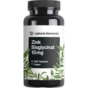 natural-elements Zink 365 Tabletten, Zinkbisglycinat, je Tablette 15 mg