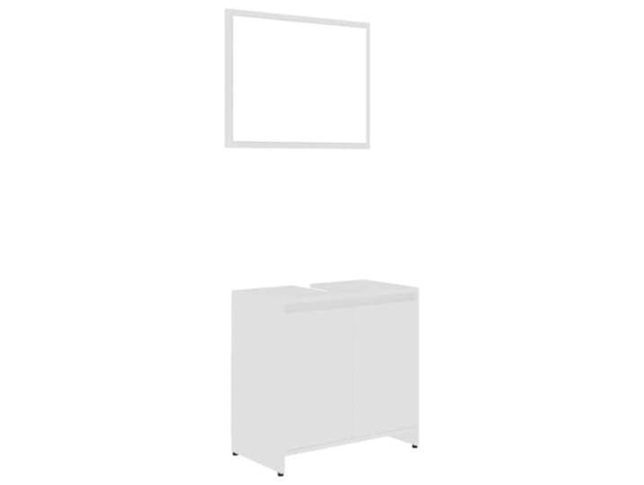 Badezimmermöbel-Set, weiß, Holz, Spiegel, Schrank 1 Fach, 2 Türen, langlebiges Holz, Reinigung mit feuchtem Tuch, klare Linien, elegantes Design