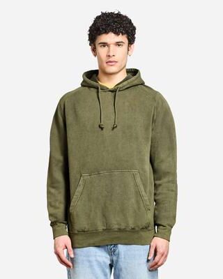 Lane Seven LST004 Vintage Raglan Hooded Sweatshirt in Olive size Large   Ringspun Cotton