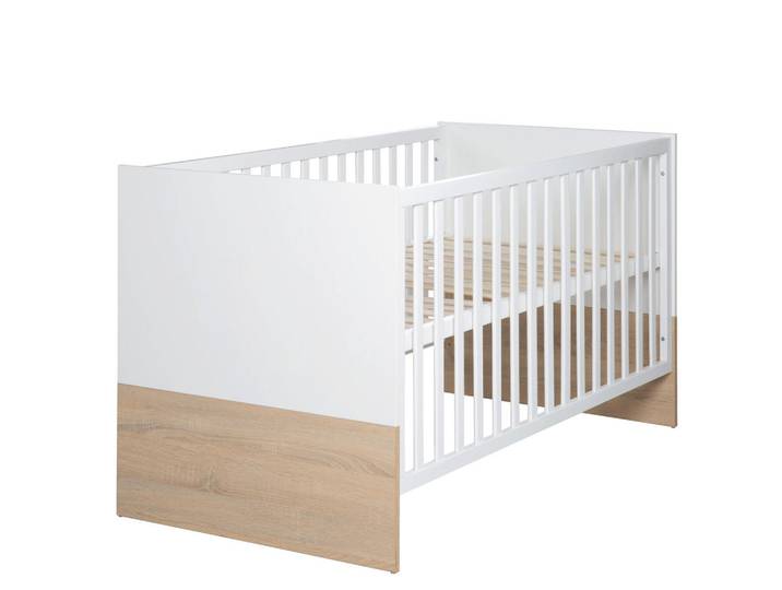 Roba Babybett Gabriella 70 x 140 cm, Weiß, Holzwerkstoff, Rechteckig, 70x140 cm, Baby- und Kindermöbel, Babyzimmer, Babybett, Gitterbett