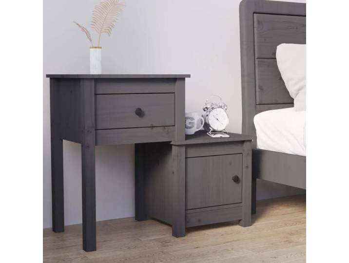 Maison Exclusive - Table de chevet Gris 79 5x38x65 5 cm Bois de pin massif