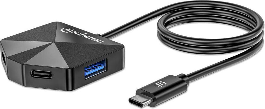 Manhattan 181150 4-Port USB Hub met USB-C Stekker, 2x USB-C en 2x USB-A poorten