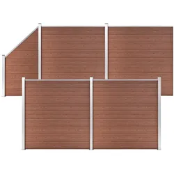 vidaXL WPC Zaun-Set 4 Quadrate + 1 Schräge 792x186 cm Braun