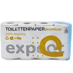 Toilettenpapier 2-lagig naturweiss lichtgrau 8 Rollen x 250 Blatt, Klopapier 2-lagig, grau