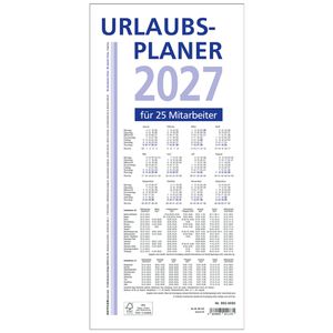 Zettler Urlaubsplaner 992, Jahr 2027, faltbar, 100 x 29,7 cm, für 25 Mitarbeiter