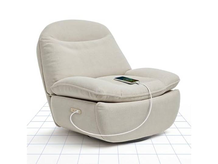 FLEXISPOT Relaxsessel, Drehsessel, Fernsehsessel XR6 OVAL Schlafsessel mit verstellbare Rückenlehne, mit USB, Elektrischer Sessel, Ruhesessel, Liegesessel im Wohnzimmer, mit Rocking